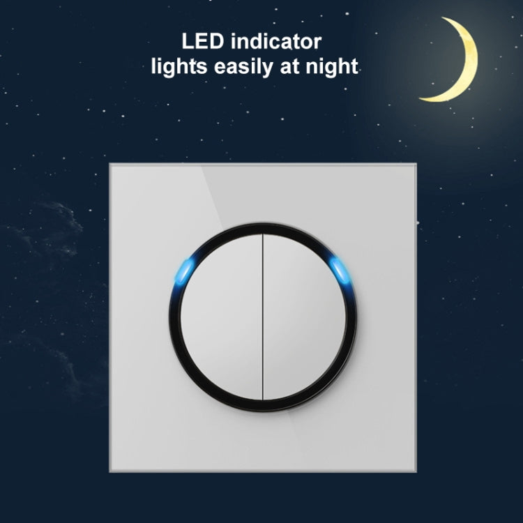 86mm Round LED Tempered Glass Switch Panel, White Round Glass, Style:Dual Computer Socket - free shipping - PMC Jewellery - Order now!