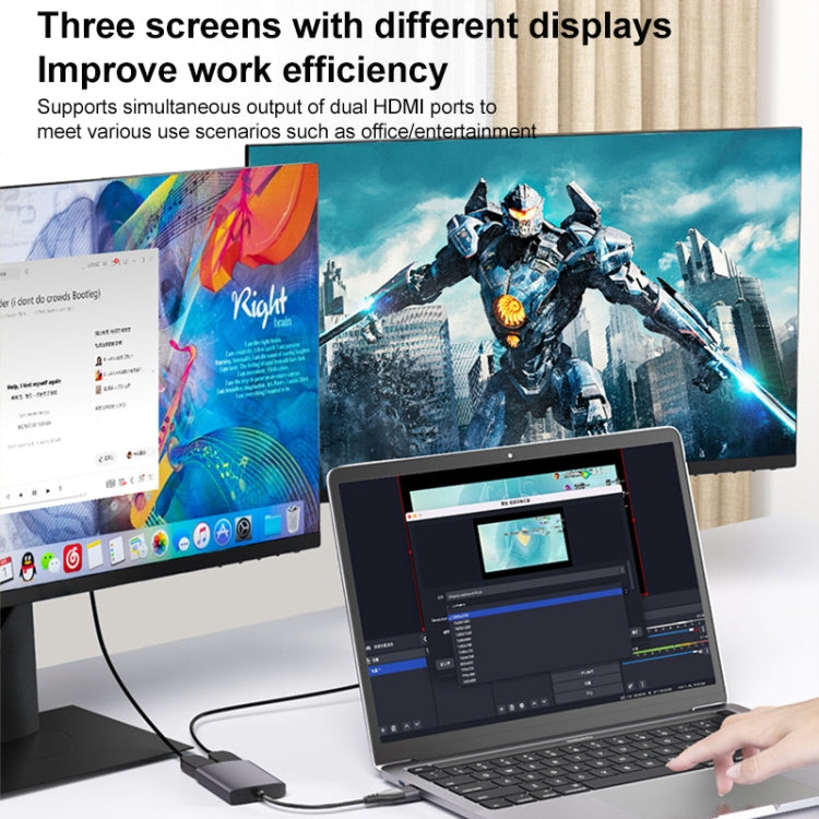 DGK02SE 2 in 1 USB+Type-C to Dual HDMI HD Docking Station - USB HUB by PMC Jewellery | Online Shopping South Africa | PMC Jewellery | Buy Now Pay Later Mobicred