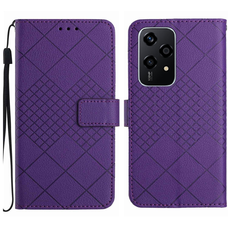 For Honor 200 Lite Rhombic Grid Texture Leather Phone Case(Purple) - Honor Cases by PMC TechLife | Online Shopping South Africa | PMC TechLife | Buy Now Pay Later Mobicred