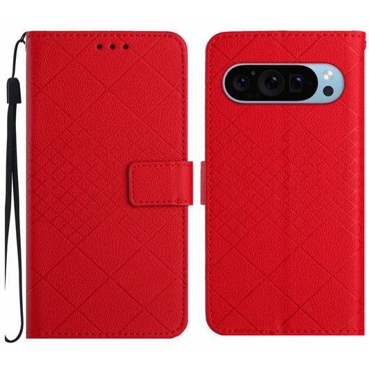 For Google Pixel 9 Pro Rhombic Grid Texture Leather Phone Case(Red) - Google Cases by PMC Jewellery | Online Shopping South Africa | PMC Jewellery | Buy Now Pay Later Mobicred