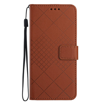 For Motorola Moto G Play 4G 2024 Rhombic Grid Texture Leather Phone Case(Brown) - Motorola Cases by PMC Jewellery | Online Shopping South Africa | PMC Jewellery | Buy Now Pay Later Mobicred