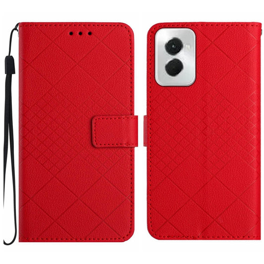 For Motorola Moto G Power 5G 2024 Rhombic Grid Texture Leather Phone Case(Red) - Motorola Cases by PMC Jewellery | Online Shopping South Africa | PMC Jewellery | Buy Now Pay Later Mobicred