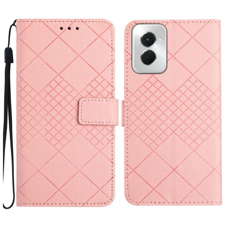 For Motorola Moto G Power 5G 2024 Rhombic Grid Texture Leather Phone Case(Pink) - Motorola Cases by PMC Jewellery | Online Shopping South Africa | PMC Jewellery | Buy Now Pay Later Mobicred