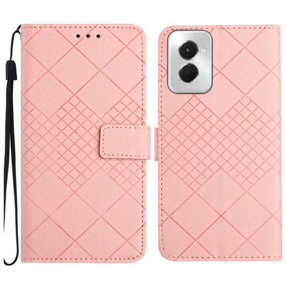 For Motorola Moto G Power 5G 2024 Rhombic Grid Texture Leather Phone Case(Pink) - Motorola Cases by PMC Jewellery | Online Shopping South Africa | PMC Jewellery | Buy Now Pay Later Mobicred