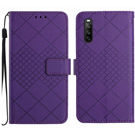 For Sony Xperia 10 VI Rhombic Grid Texture Leather Phone Case(Purple) - Sony Cases by PMC Jewellery | Online Shopping South Africa | PMC Jewellery | Buy Now Pay Later Mobicred