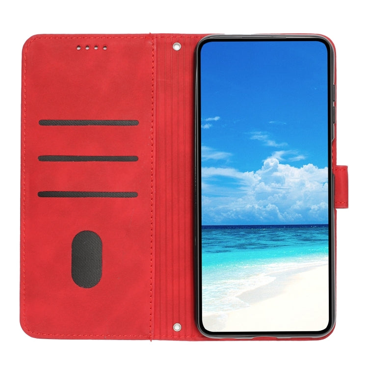 For Xiaomi Redmi K70 / K70 Pro Skin Feel Heart Embossed Leather Phone Case with Long Lanyard(Red) - K70 Pro Cases by PMC Jewellery | Online Shopping South Africa | PMC Jewellery | Buy Now Pay Later Mobicred