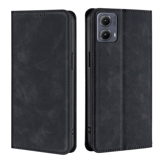 For Motorola Edge 5G 2024 Skin Feel Magnetic Leather Phone Case(Black) - Motorola Cases by PMC Jewellery | Online Shopping South Africa | PMC Jewellery | Buy Now Pay Later Mobicred