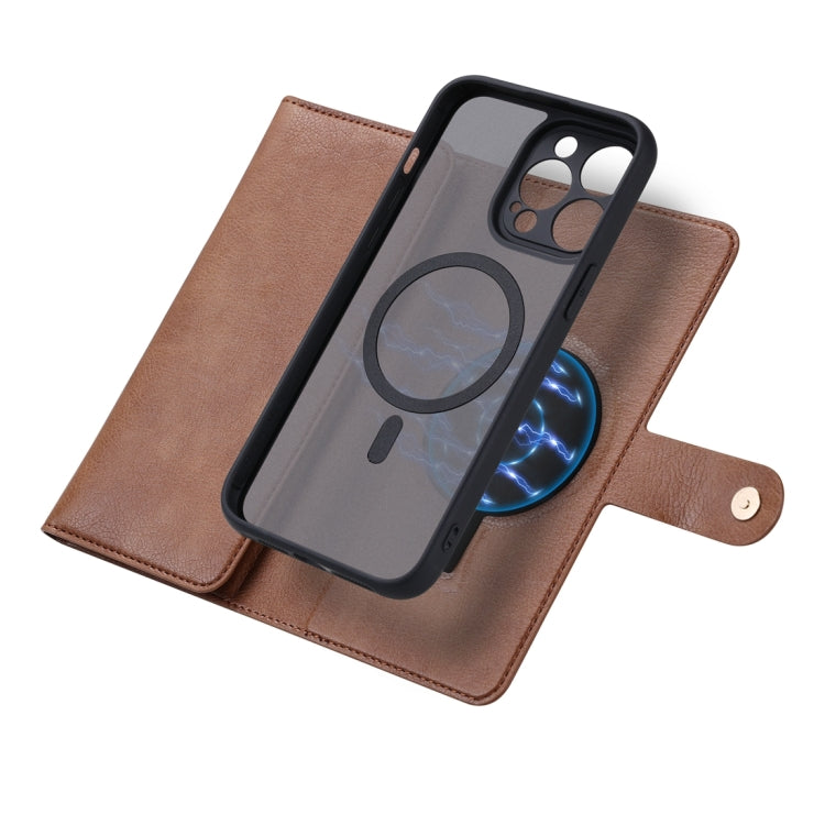 For iPhone 15 ViLi GV Series MagSafe Magnetic Zipper Leather Phone Case(Brown) - iPhone 15 Cases by ViLi | Online Shopping South Africa | PMC Jewellery | Buy Now Pay Later Mobicred