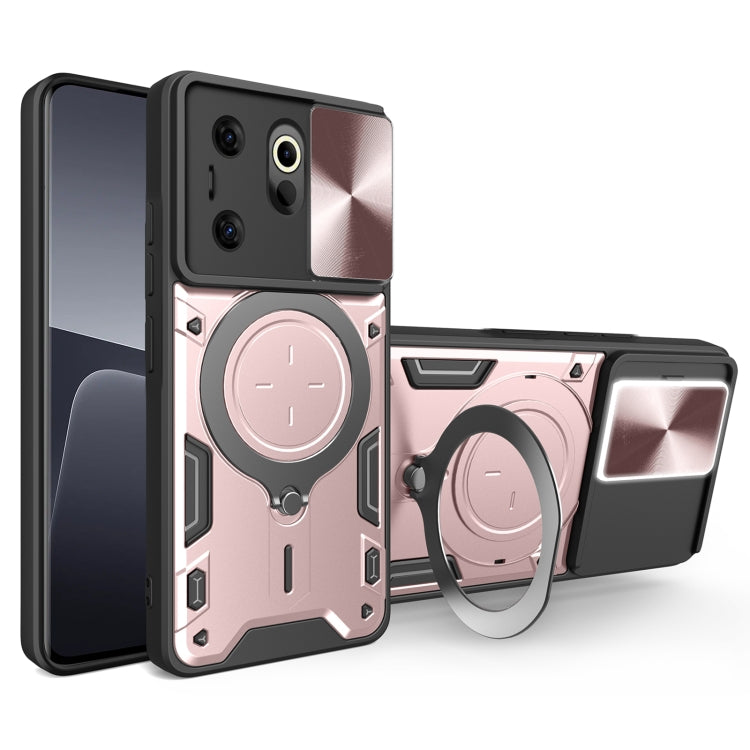 For Tecno Camon 20 Premier 5G CD Texture Sliding Camshield Magnetic Holder Phone Case(Pink) - Tecno Cases by PMC Jewellery | Online Shopping South Africa | PMC Jewellery | Buy Now Pay Later Mobicred