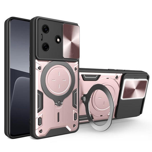 For Tecno Spark 10 / Spark 10C CD Texture Sliding Camshield Magnetic Holder Phone Case(Pink) - Tecno Cases by PMC Jewellery | Online Shopping South Africa | PMC Jewellery | Buy Now Pay Later Mobicred