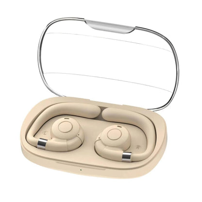 HF02 Ear Clip Bone Conduction TWS Noise Reduction Bluetooth Earphone(Beige) - TWS Earphone by PMC Jewellery | Online Shopping South Africa | PMC Jewellery | Buy Now Pay Later Mobicred