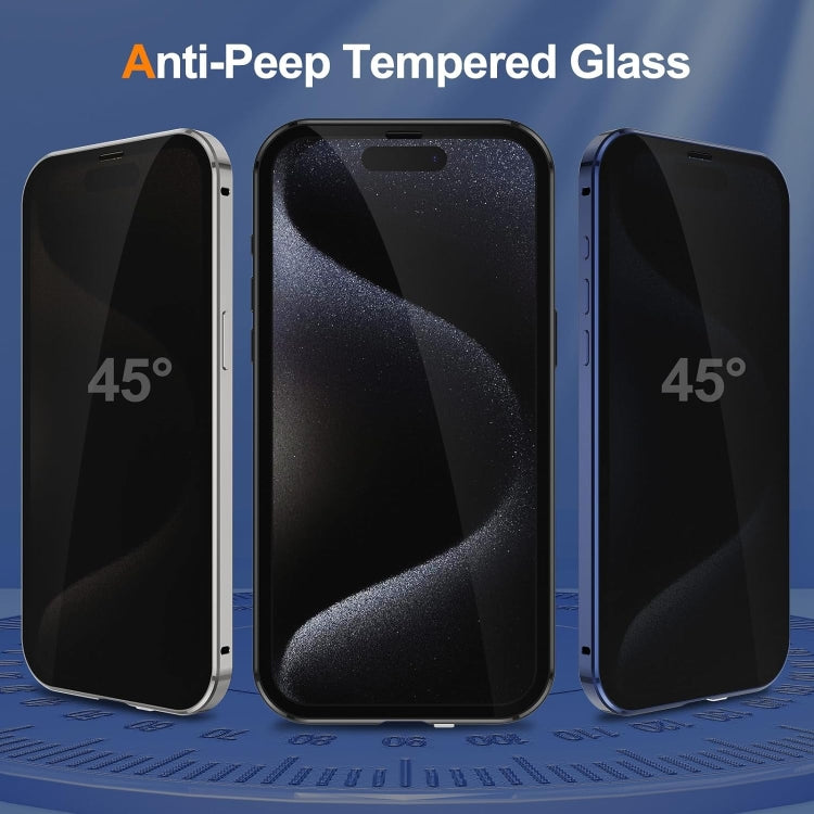 For iPhone 16 Pro Max Anti-peeping Magnetic Double-sided Tempered Glass Phone Case(Grey) - free shipping - PMC Jewellery - Order now!