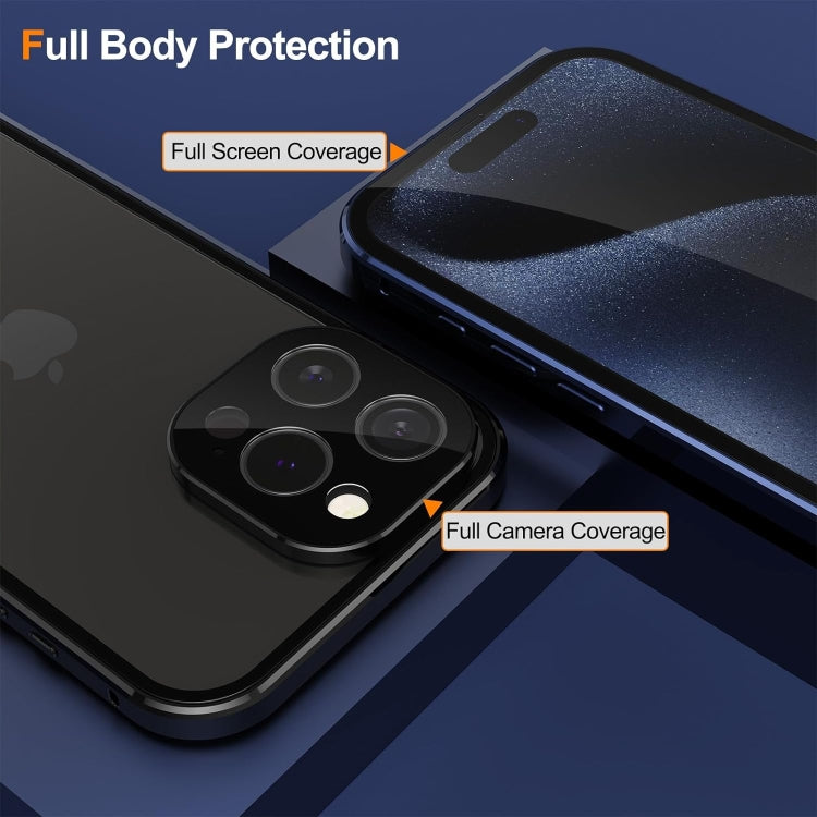 For iPhone 15 Pro Anti-peeping Magnetic Double-sided Tempered Glass Phone Case(Blue) - iPhone 15 Pro Cases by PMC TechLife | Online Shopping South Africa | PMC TechLife