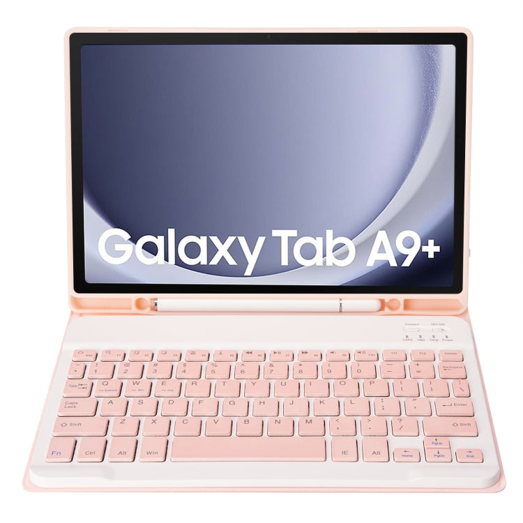 For Samsung Galaxy Tab A9+ X210/X215/X215 A09B Candy Color TPU Bluetooth Keyboard Leather Tablet Case with Pen Holder(Pink) - Samsung Keyboard by PMC Jewellery | Online Shopping South Africa | PMC Jewellery