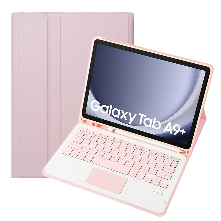 For Samsung Galaxy Tab A9+ X210/X215/X215 A09B-A Candy Color TPU Touch Bluetooth Keyboard Leather Tablet Case with Pen Holder(Pink) - Samsung Keyboard by PMC Jewellery | Online Shopping South Africa | PMC Jewellery