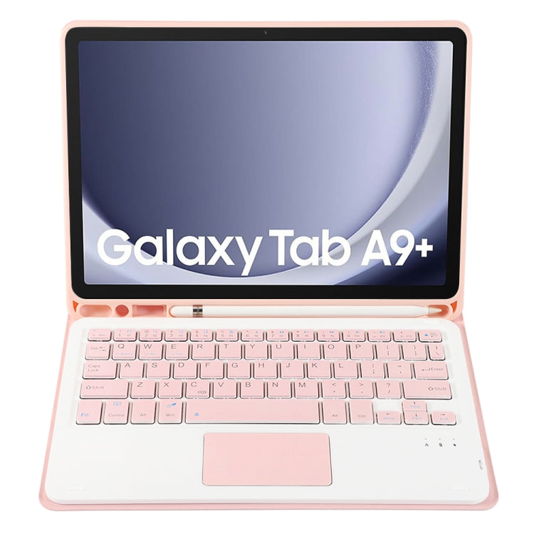 For Samsung Galaxy Tab A9+ X210/X215/X215 A09B-A Candy Color TPU Touch Bluetooth Keyboard Leather Tablet Case with Pen Holder(Pink) - Samsung Keyboard by PMC Jewellery | Online Shopping South Africa | PMC Jewellery