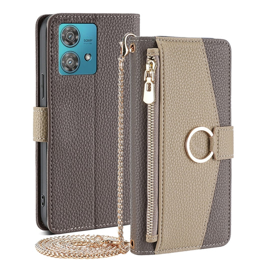 For Motorola Edge 40 Neo 5G Crossbody Litchi Texture Leather Phone Case(Grey) - Motorola Cases by PMC Jewellery | Online Shopping South Africa | PMC Jewellery | Buy Now Pay Later Mobicred