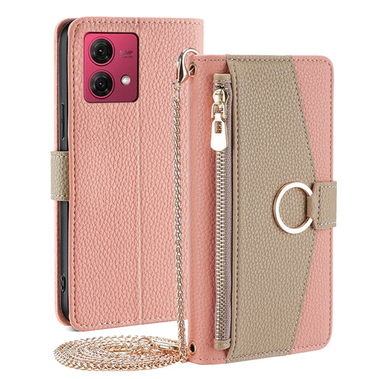 For Motorola Moto G84 5G Crossbody Litchi Texture Leather Phone Case(Pink) - Motorola Cases by PMC Jewellery | Online Shopping South Africa | PMC Jewellery | Buy Now Pay Later Mobicred