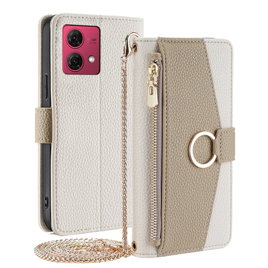 For Motorola Moto G84 5G Crossbody Litchi Texture Leather Phone Case(White) - Motorola Cases by PMC Jewellery | Online Shopping South Africa | PMC Jewellery | Buy Now Pay Later Mobicred