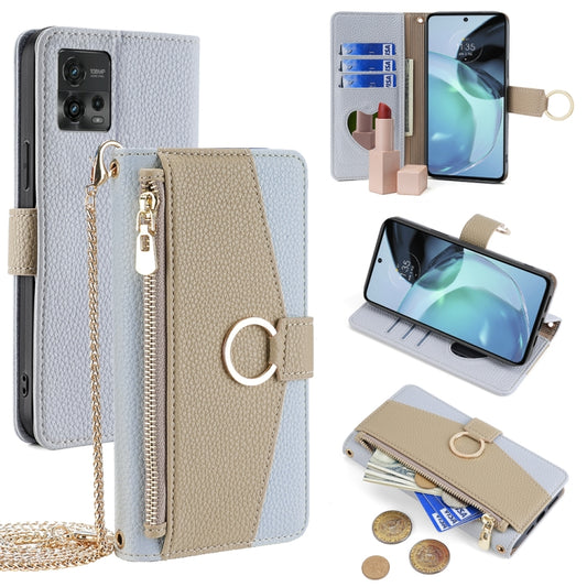 For Motorola Moto G72 4G Crossbody Litchi Texture Leather Phone Case(Blue) - Motorola Cases by PMC Jewellery | Online Shopping South Africa | PMC Jewellery | Buy Now Pay Later Mobicred