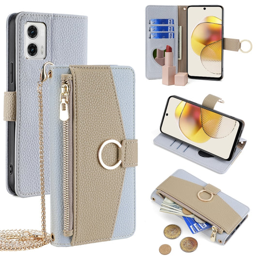 For Motorola Moto G73 5G Crossbody Litchi Texture Leather Phone Case(Blue) - Motorola Cases by PMC Jewellery | Online Shopping South Africa | PMC Jewellery | Buy Now Pay Later Mobicred