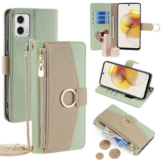 For Motorola Moto G73 5G Crossbody Litchi Texture Leather Phone Case(Green) - Motorola Cases by PMC Jewellery | Online Shopping South Africa | PMC Jewellery | Buy Now Pay Later Mobicred