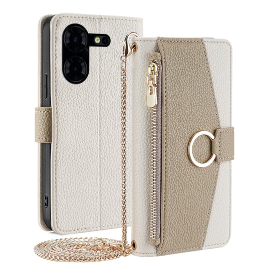 For Tecno Pova 5 Pro Crossbody Litchi Texture Leather Phone Case(White) - Tecno Cases by PMC Jewellery | Online Shopping South Africa | PMC Jewellery | Buy Now Pay Later Mobicred