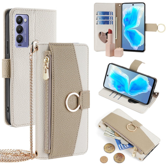 For Tecno Camon 18 / 18 P Crossbody Litchi Texture Leather Phone Case(White) - Tecno Cases by PMC Jewellery | Online Shopping South Africa | PMC Jewellery | Buy Now Pay Later Mobicred