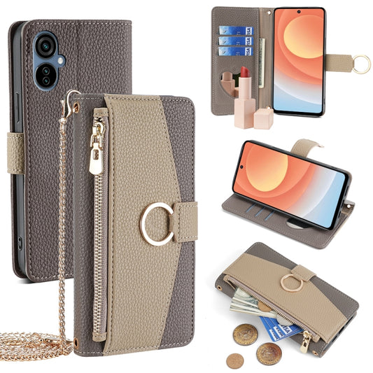 For Tecno Camon 19 Neo Crossbody Litchi Texture Leather Phone Case(Grey) - Tecno Cases by PMC Jewellery | Online Shopping South Africa | PMC Jewellery | Buy Now Pay Later Mobicred