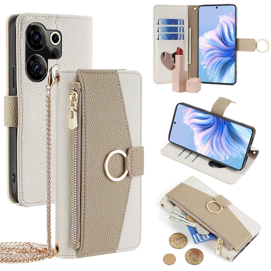 For Tecno Camon 20 Premier 5G Crossbody Litchi Texture Leather Phone Case(White) - Tecno Cases by PMC Jewellery | Online Shopping South Africa | PMC Jewellery | Buy Now Pay Later Mobicred