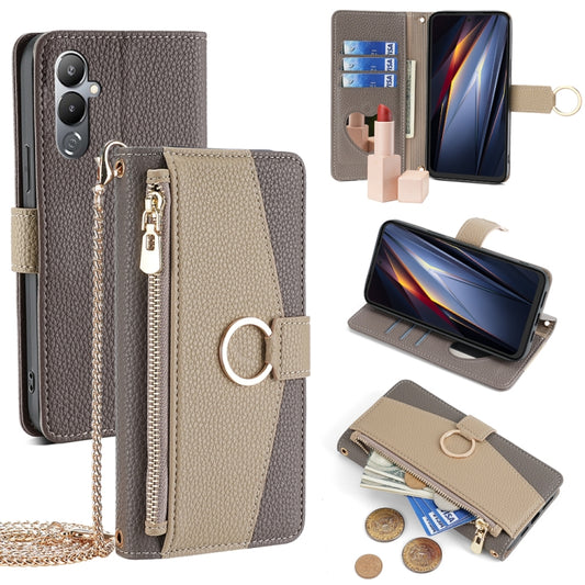 For Tecno Pova 4 Crossbody Litchi Texture Leather Phone Case(Grey) - Tecno Cases by PMC Jewellery | Online Shopping South Africa | PMC Jewellery | Buy Now Pay Later Mobicred