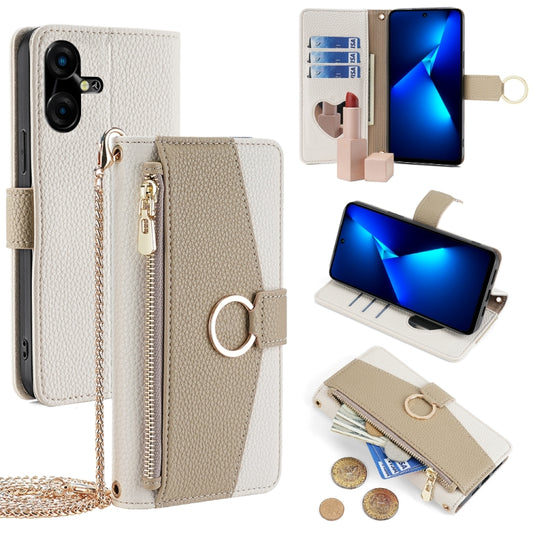 For Tecno Pova Neo 3 Crossbody Litchi Texture Leather Phone Case(White) - Tecno Cases by PMC Jewellery | Online Shopping South Africa | PMC Jewellery | Buy Now Pay Later Mobicred