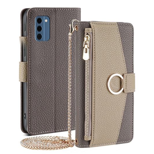 For Nokia C300 4G Crossbody Litchi Texture Leather Phone Case(Grey) - Nokia Cases by PMC Jewellery | Online Shopping South Africa | PMC Jewellery | Buy Now Pay Later Mobicred