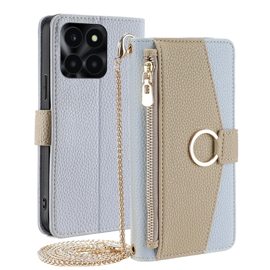 For Honor X6a 4G Crossbody Litchi Texture Leather Phone Case(Blue) - Honor Cases by PMC Jewellery | Online Shopping South Africa | PMC Jewellery | Buy Now Pay Later Mobicred