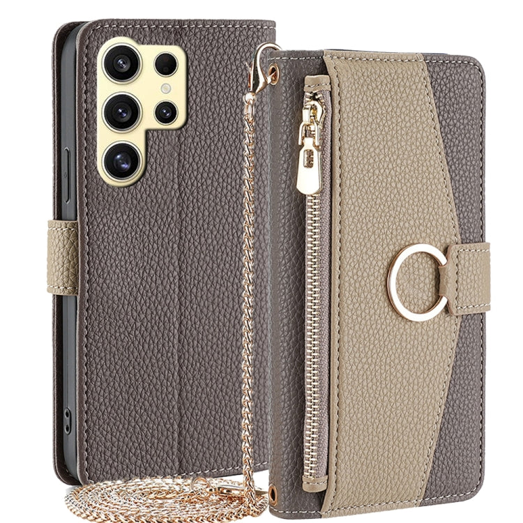 For Samsung Galaxy S24 Ultra 5G Crossbody Litchi Texture Leather Phone Case(Grey) - Galaxy S24 Ultra 5G Cases by PMC Jewellery | Online Shopping South Africa | PMC Jewellery | Buy Now Pay Later Mobicred