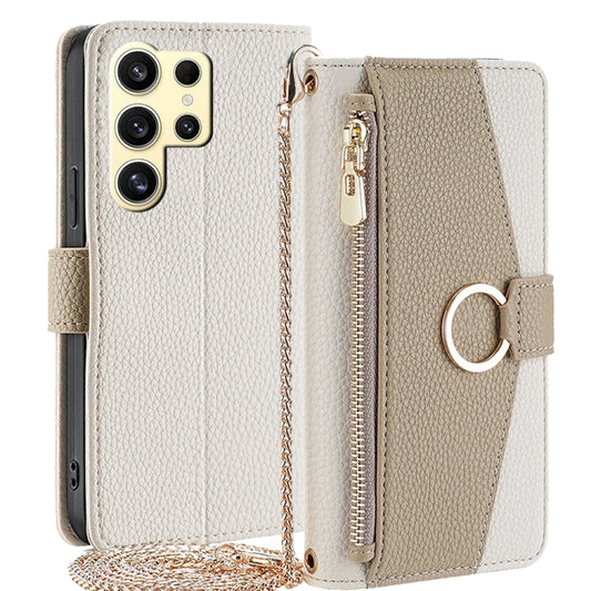 For Samsung Galaxy S24 Ultra 5G Crossbody Litchi Texture Leather Phone Case(White) - Galaxy S24 Ultra 5G Cases by PMC Jewellery | Online Shopping South Africa | PMC Jewellery | Buy Now Pay Later Mobicred