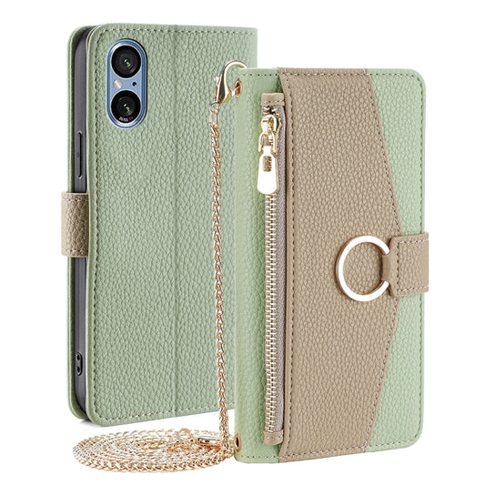 For Sony Xperia 5 V Crossbody Litchi Texture Leather Phone Case(Green) - Sony Cases by PMC Jewellery | Online Shopping South Africa | PMC Jewellery | Buy Now Pay Later Mobicred