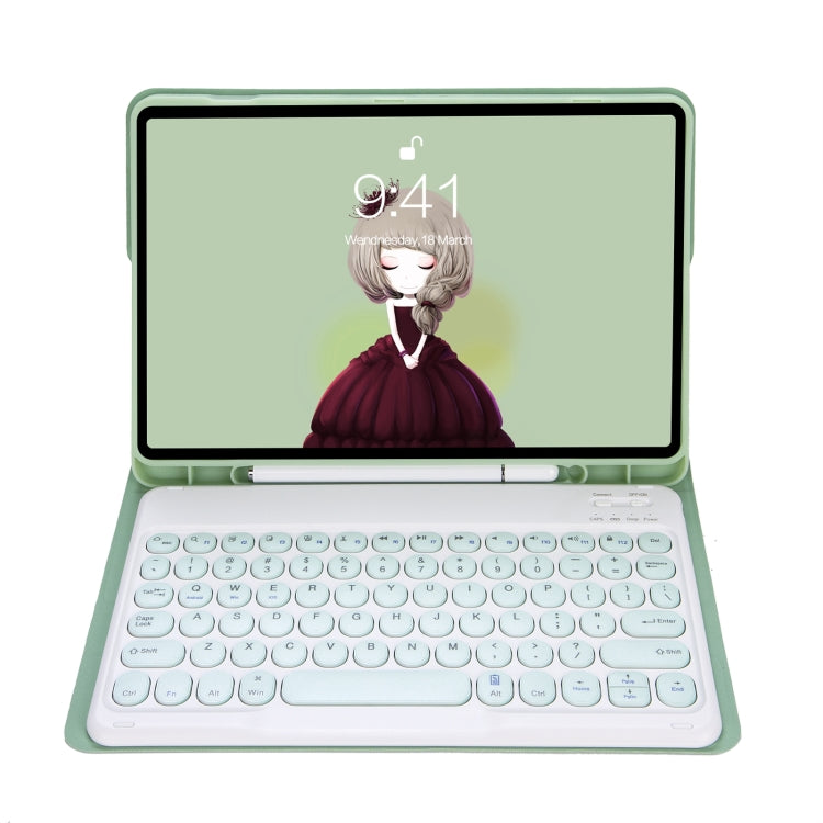 For Samsung Galaxy Tab A9+ X210/X215/X215 YA09B Candy Color TPU Round Keycap Bluetooth Keyboard Leather Case with Pen Slot(Light Green) - Samsung Keyboard by PMC TechLife | Online Shopping South Africa | PMC TechLife