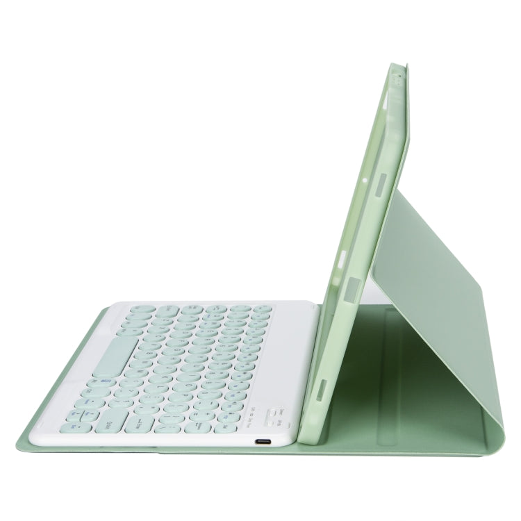 For Samsung Galaxy Tab A9+ X210/X215/X215 YA09B Candy Color TPU Round Keycap Bluetooth Keyboard Leather Case with Pen Slot(Light Green) - Samsung Keyboard by PMC TechLife | Online Shopping South Africa | PMC TechLife