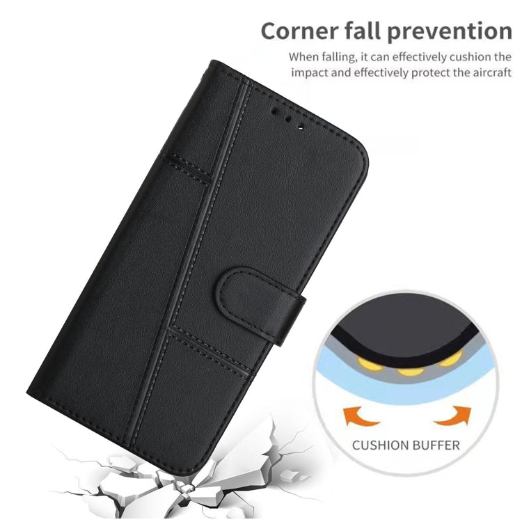 For OPPO A79 5G Stitching Calf Texture Buckle Leather Phone Case(Black) - OPPO Cases by PMC TechLife | Online Shopping South Africa | PMC TechLife | Buy Now Pay Later Mobicred