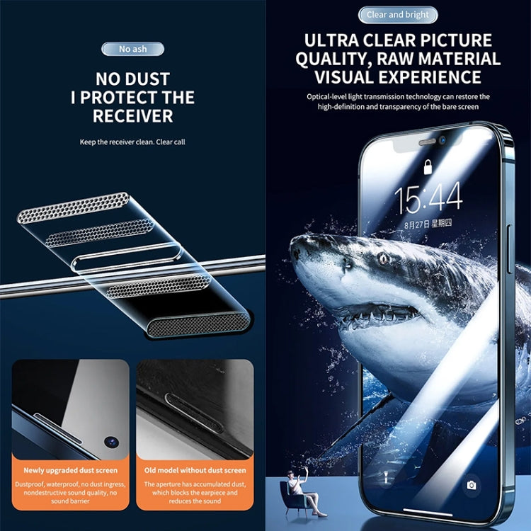 For iPhone 14 / 13 Pro / 13 Anti-peeping Fast Attach Dust-proof Anti-static Tempered Glass Film - iPhone 14 Tempered Glass by PMC Jewellery | Online Shopping South Africa | PMC Jewellery