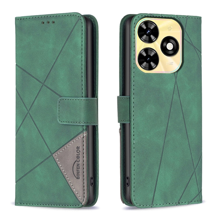 For Tecno Spark Go 2024 / 20C / POP 8 Magnetic Buckle Rhombus Texture Leather Phone Case(Green) - Tecno Cases by PMC Jewellery | Online Shopping South Africa | PMC Jewellery | Buy Now Pay Later Mobicred