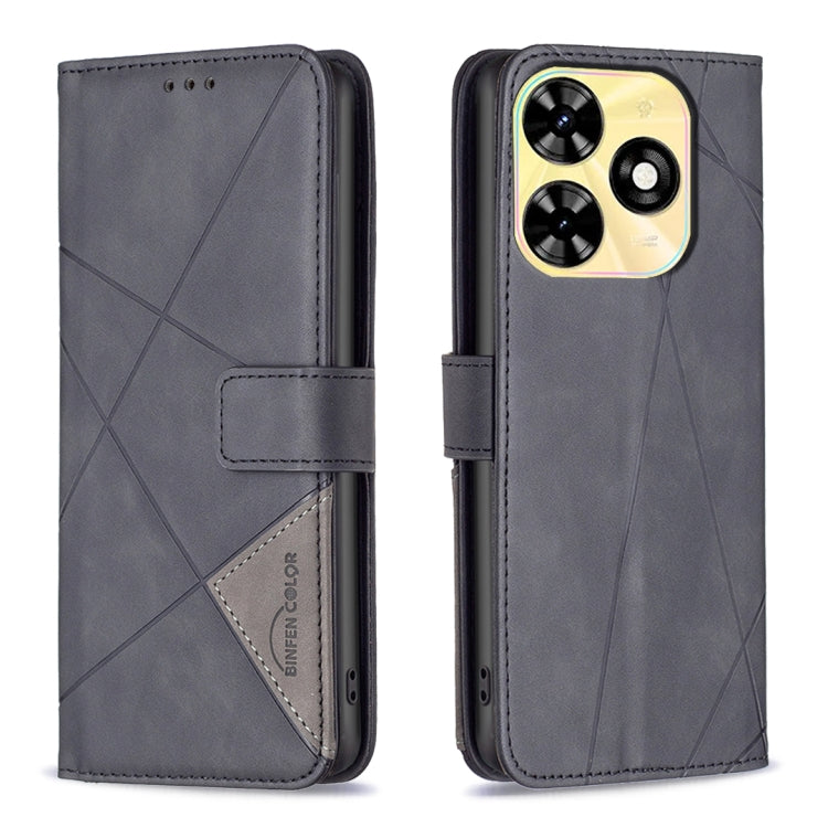 For Tecno Spark Go 2024 / 20C / POP 8 Magnetic Buckle Rhombus Texture Leather Phone Case(Black) - Tecno Cases by PMC Jewellery | Online Shopping South Africa | PMC Jewellery | Buy Now Pay Later Mobicred