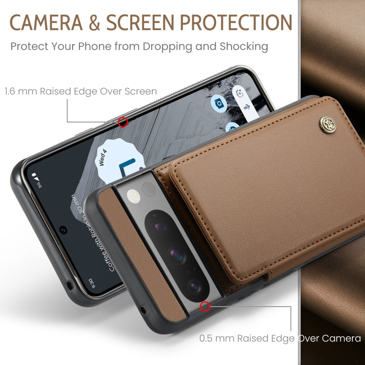 For Google Pixel 8 Pro CaseMe C22 Card Slots Holder RFID Anti-theft Phone Case(Brown) - Google Cases by CaseMe | Online Shopping South Africa | PMC Jewellery | Buy Now Pay Later Mobicred