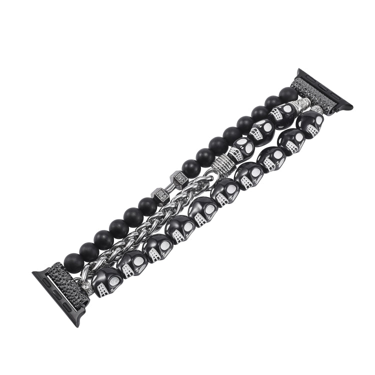 For Apple Watch Series 8 41mm Skull Beaded Watch Band(Black) - free shipping - PMC TechLife - Order now!
