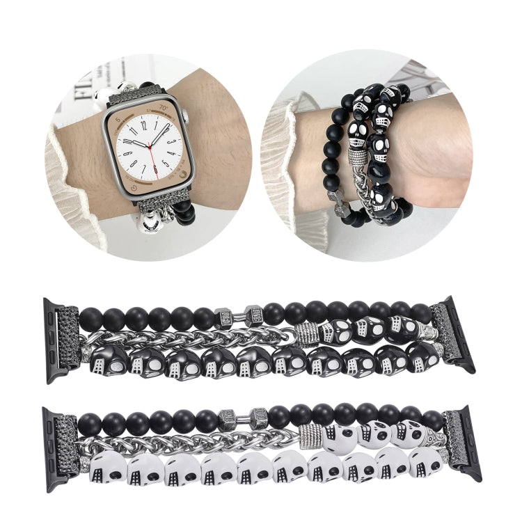 For Apple Watch SE 40mm Skull Beaded Watch Band(Black) - Watch Bands by PMC Jewellery | Online Shopping South Africa | PMC Jewellery