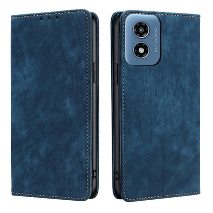 For Motorola Moto G Play 4G 2024 RFID Anti-theft Brush Magnetic Leather Phone Case(Blue) - Motorola Cases by PMC Jewellery | Online Shopping South Africa | PMC Jewellery | Buy Now Pay Later Mobicred