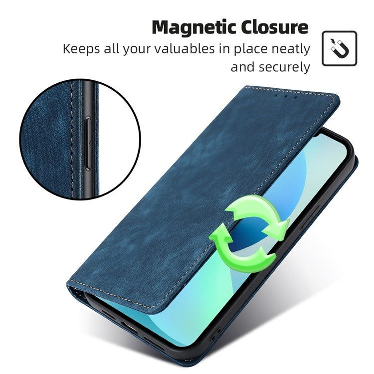 For Motorola Moto G Play 4G 2024 RFID Anti-theft Brush Magnetic Leather Phone Case(Blue) - Motorola Cases by PMC Jewellery | Online Shopping South Africa | PMC Jewellery | Buy Now Pay Later Mobicred