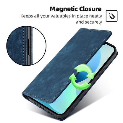 For Motorola Moto G Play 4G 2024 RFID Anti-theft Brush Magnetic Leather Phone Case(Blue) - Motorola Cases by PMC Jewellery | Online Shopping South Africa | PMC Jewellery | Buy Now Pay Later Mobicred