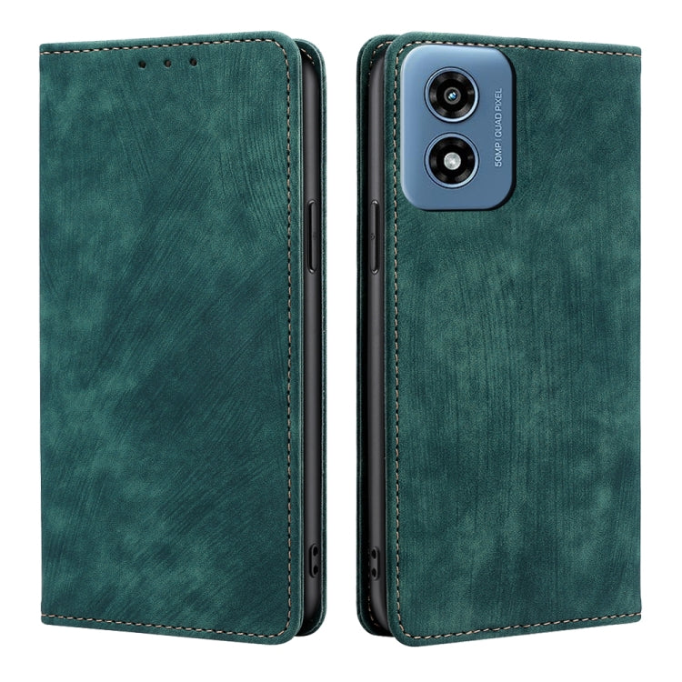 For Motorola Moto G Play 4G 2024 RFID Anti-theft Brush Magnetic Leather Phone Case(Green) - Motorola Cases by PMC Jewellery | Online Shopping South Africa | PMC Jewellery | Buy Now Pay Later Mobicred